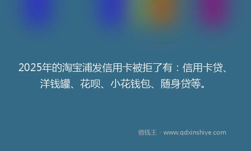2025年的淘宝浦发信用卡被拒了有：信用卡贷、洋钱罐、花呗、小花钱包、随身贷等。