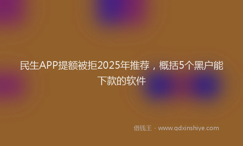 民生APP提额被拒2025年推荐，概括5个黑户能下款的软件
