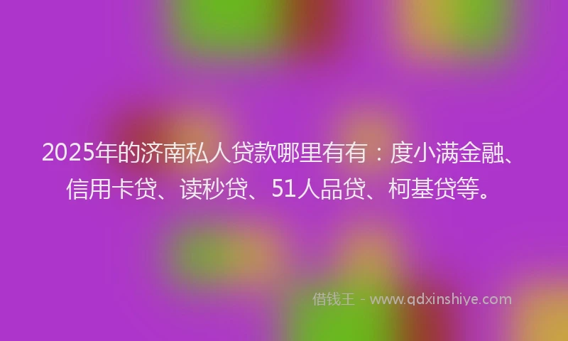 2025年的济南私人贷款哪里有有：度小满金融、信用卡贷、读秒贷、51人品贷、柯基贷等。