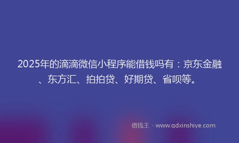 2025年的滴滴微信小程序能借钱吗有：京东金融、东方汇、拍拍贷、好期贷、省呗等。