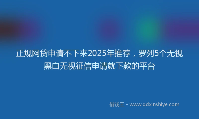 正规网贷申请不下来2025年推荐，罗列5个无视黑白无视征信申请就下款的平台