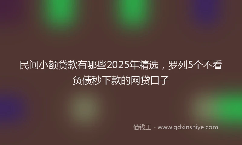 民间小额贷款有哪些2025年精选，罗列5个不看负债秒下款的网贷口子