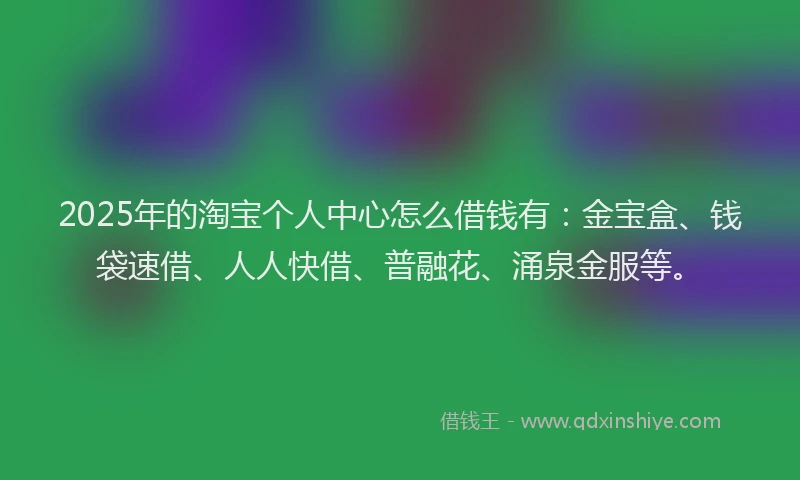 2025年的淘宝个人中心怎么借钱有：金宝盒、钱袋速借、人人快借、普融花、涌泉金服等。