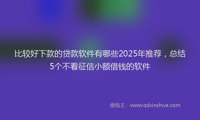 比较好下款的贷款软件有哪些2025年推荐，总结5个不看征信小额借钱的软件