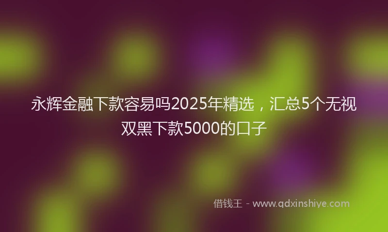 永辉金融下款容易吗2025年精选，汇总5个无视双黑下款5000的口子