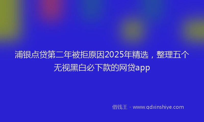 浦银点贷第二年被拒原因2025年精选，整理五个无视黑白必下款的网贷app