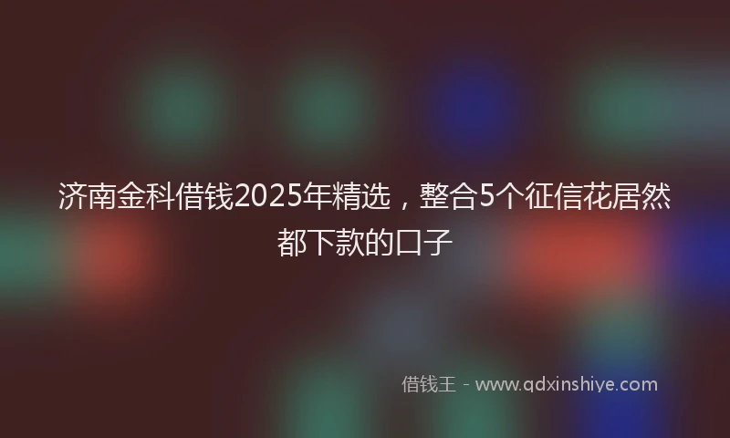 济南金科借钱2025年精选，整合5个征信花居然都下款的口子