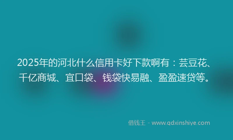 2025年的河北什么信用卡好下款啊有：芸豆花、千亿商城、宜口袋、钱袋快易融、盈盈速贷等。