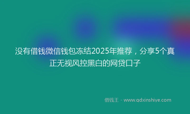没有借钱微信钱包冻结2025年推荐，分享5个真正无视风控黑白的网贷口子