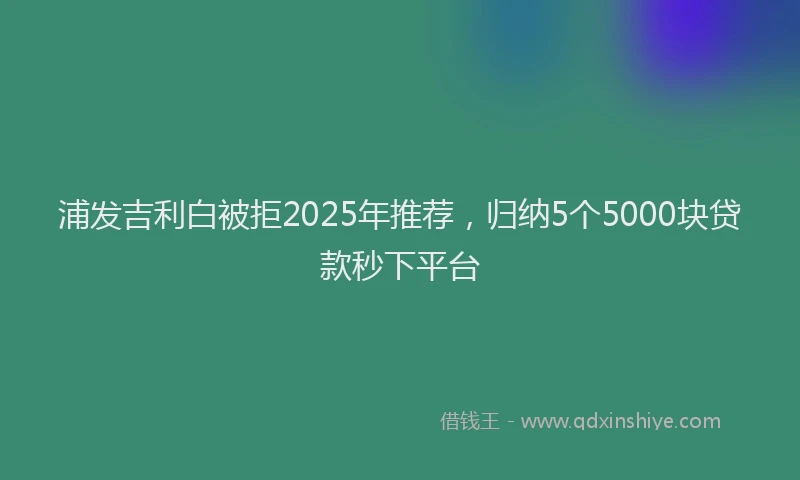 浦发吉利白被拒2025年推荐，归纳5个5000块贷款秒下平台