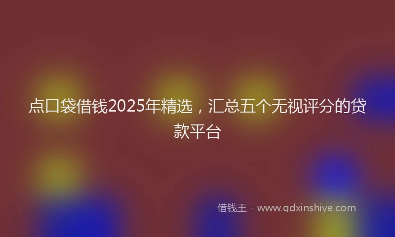 点口袋借钱2025年精选，汇总五个无视评分的贷款平台