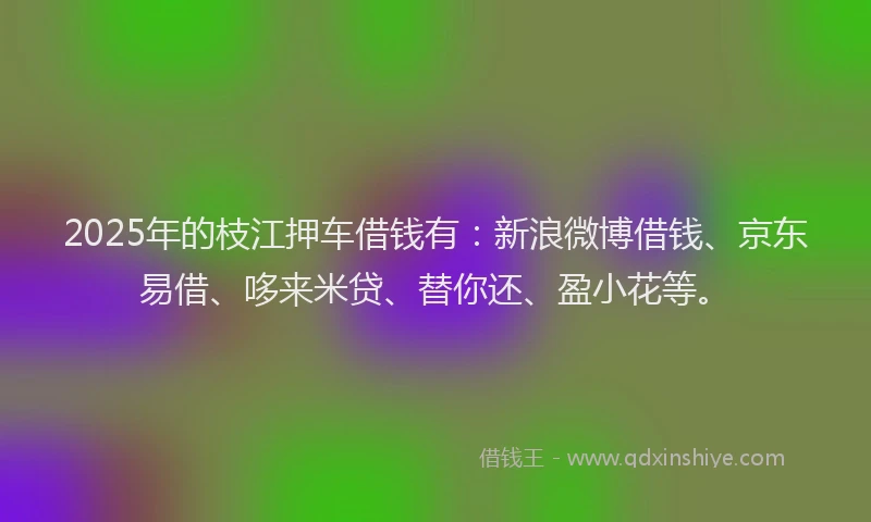 2025年的枝江押车借钱有：新浪微博借钱、京东易借、哆来米贷、替你还、盈小花等。