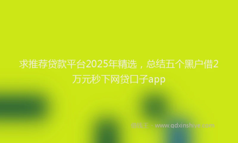 求推荐贷款平台2025年精选，总结五个黑户借2万元秒下网贷口子app