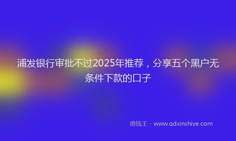浦发银行审批不过2025年推荐，分享五个黑户无条件下款的口子