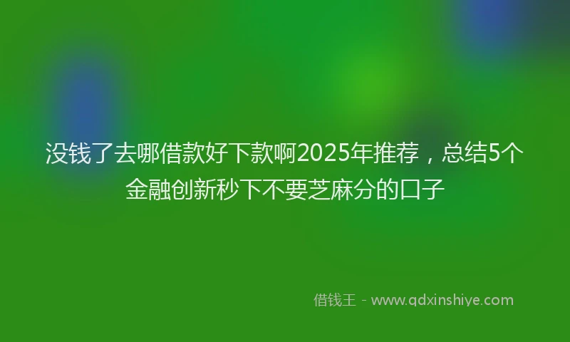 没钱了去哪借款好下款啊2025年推荐，总结5个金融创新秒下不要芝麻分的口子