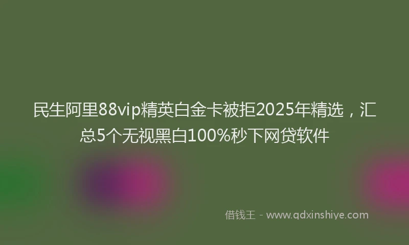 民生阿里88vip精英白金卡被拒2025年精选，汇总5个无视黑白100%秒下网贷软件