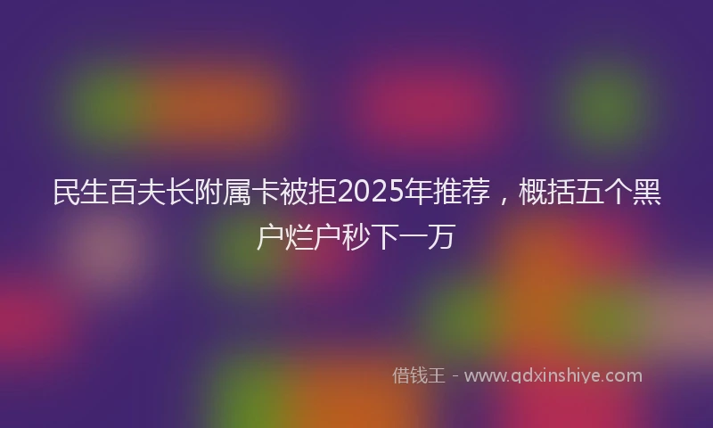 民生百夫长附属卡被拒2025年推荐，概括五个黑户烂户秒下一万