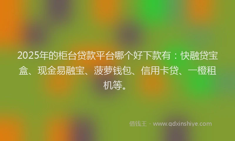 2025年的柜台贷款平台哪个好下款有：快融贷宝盒、现金易融宝、菠萝钱包、信用卡贷、一橙租机等。