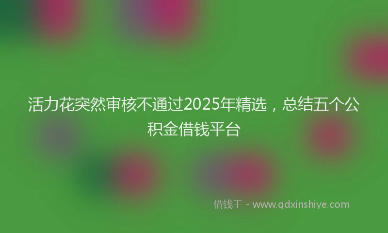 活力花突然审核不通过2025年精选，总结五个公积金借钱平台