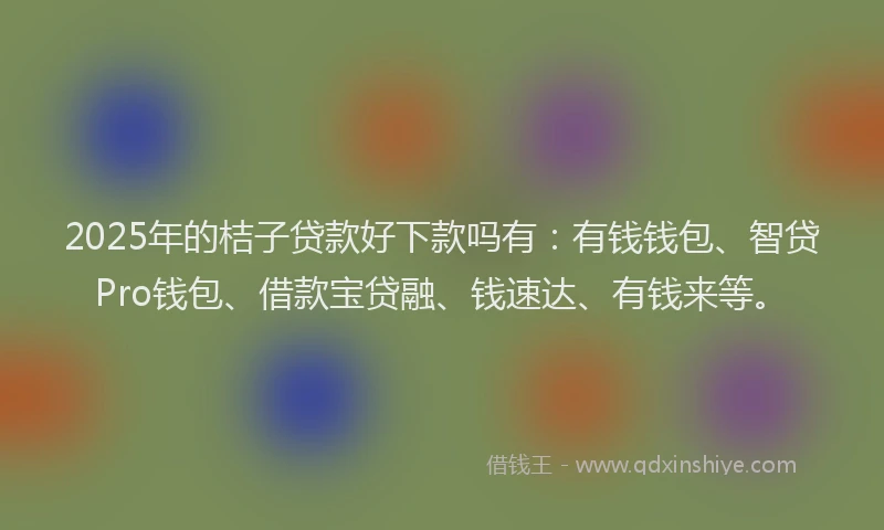 2025年的桔子贷款好下款吗有：有钱钱包、智贷Pro钱包、借款宝贷融、钱速达、有钱来等。