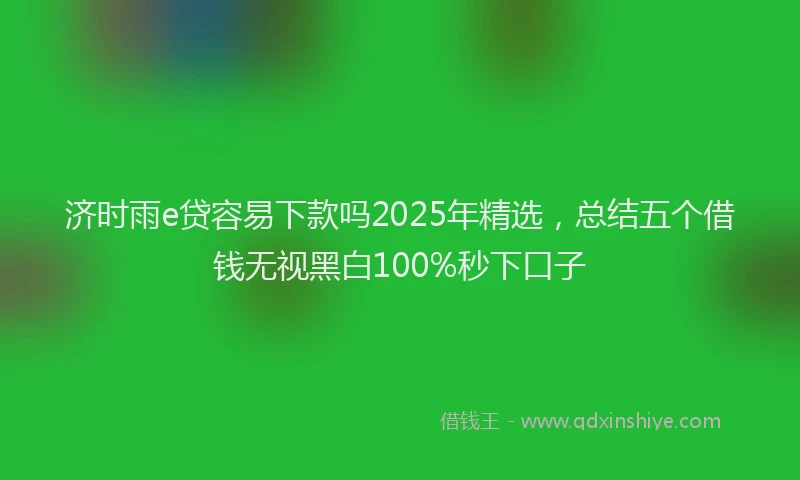 济时雨e贷容易下款吗2025年精选，总结五个借钱无视黑白100%秒下口子