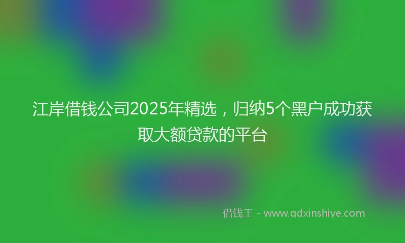 江岸借钱公司2025年精选，归纳5个黑户成功获取大额贷款的平台