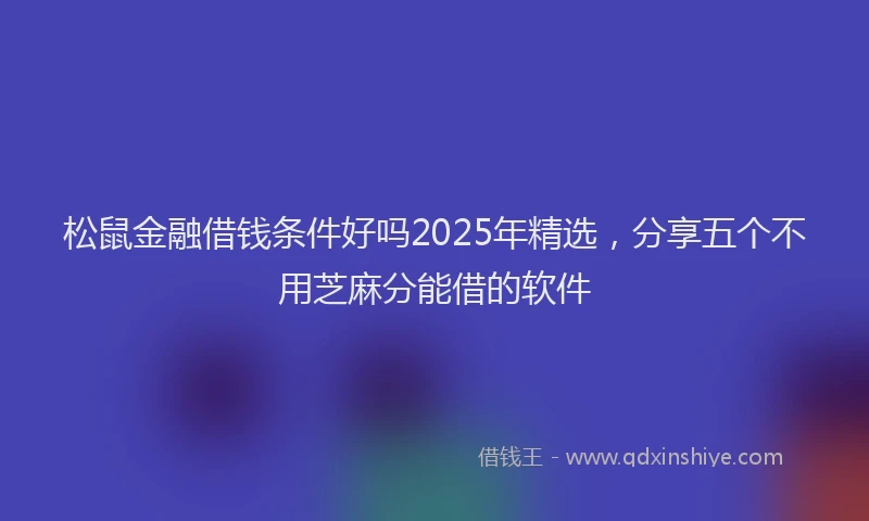 松鼠金融借钱条件好吗2025年精选，分享五个不用芝麻分能借的软件