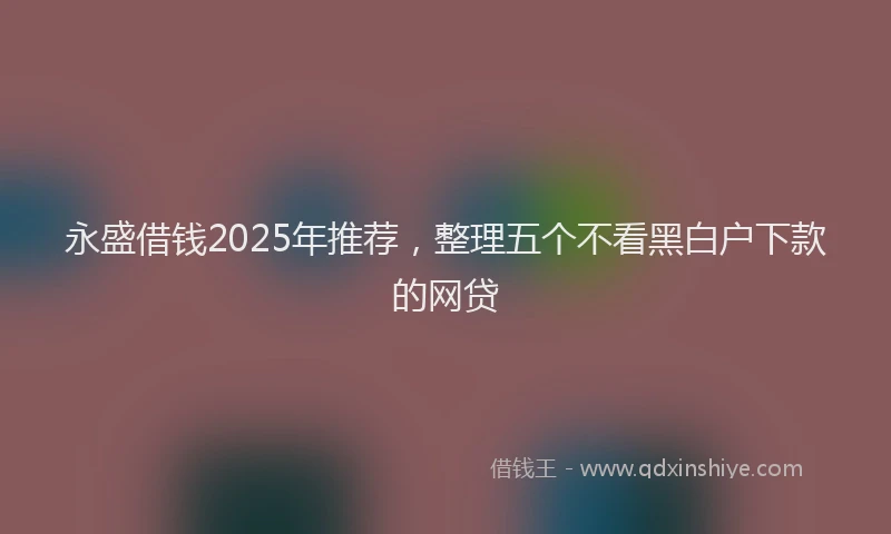 永盛借钱2025年推荐，整理五个不看黑白户下款的网贷