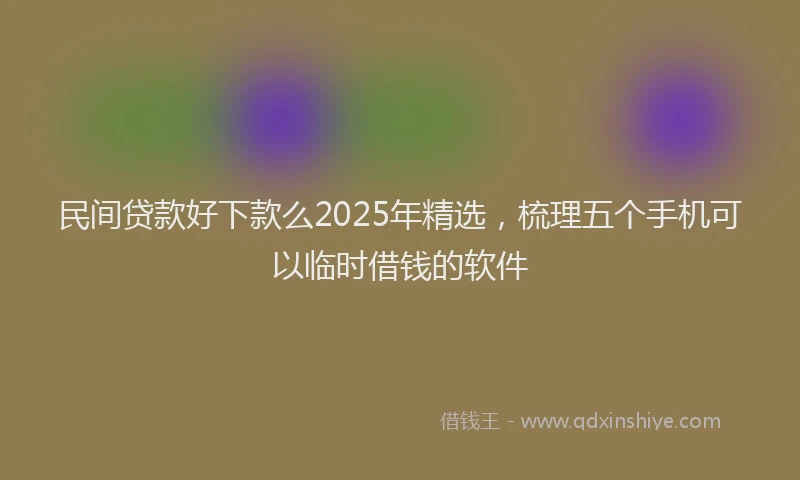 民间贷款好下款么2025年精选，梳理五个手机可以临时借钱的软件