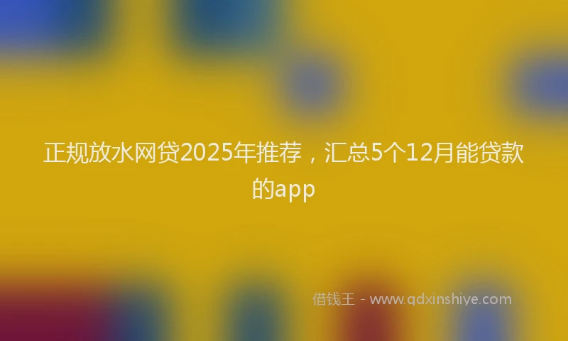 正规放水网贷2025年推荐，汇总5个12月能贷款的app