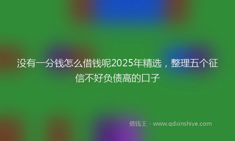 没有一分钱怎么借钱呢2025年精选，整理五个征信不好负债高的口子