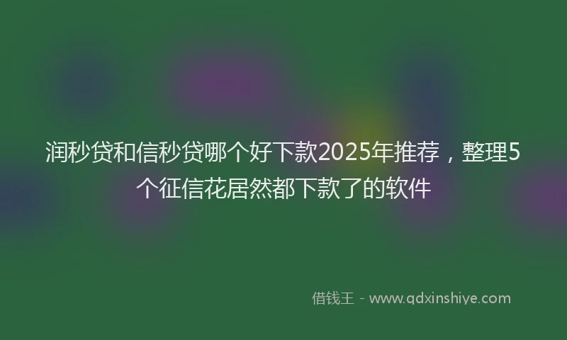 润秒贷和信秒贷哪个好下款2025年推荐，整理5个征信花居然都下款了的软件