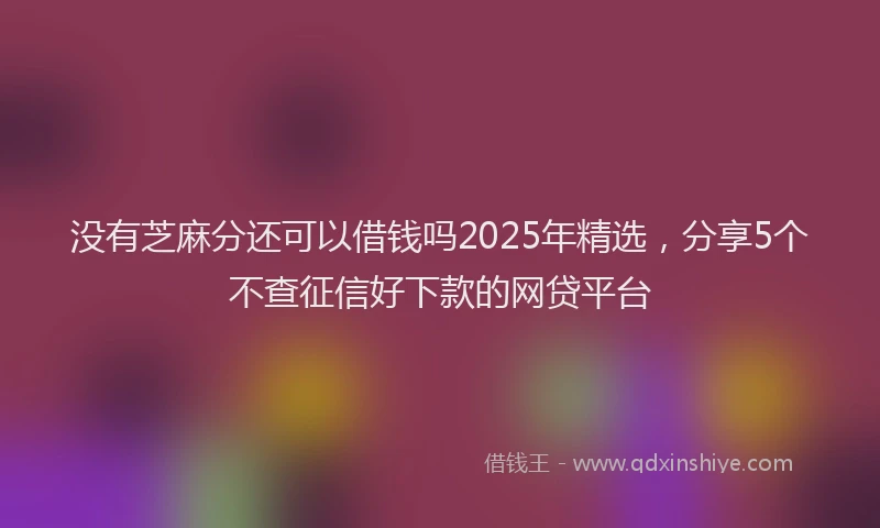 没有芝麻分还可以借钱吗2025年精选，分享5个不查征信好下款的网贷平台
