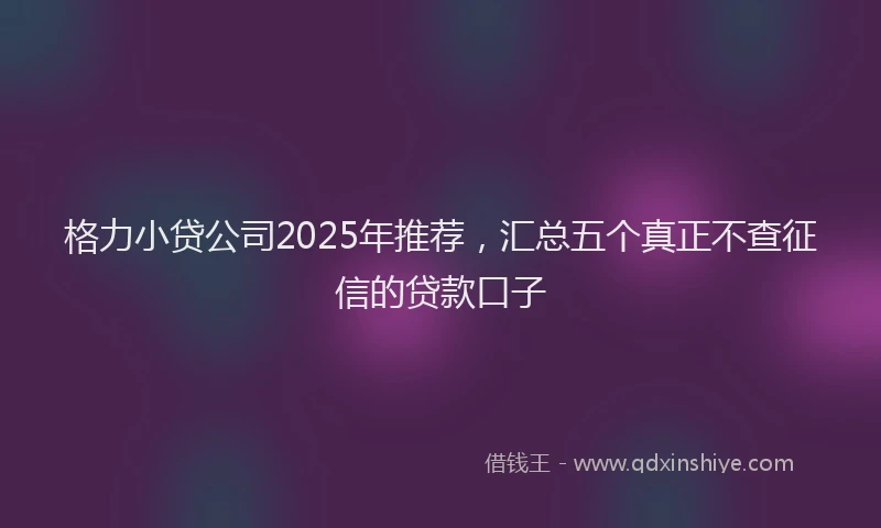 格力小贷公司2025年推荐，汇总五个真正不查征信的贷款口子