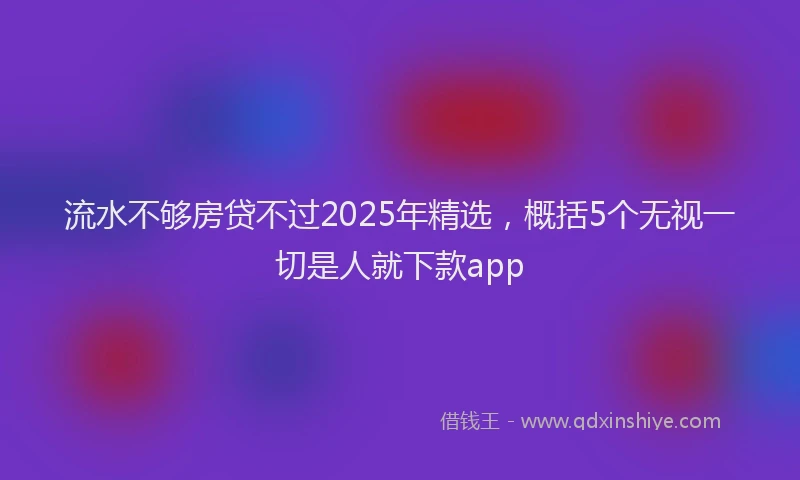 流水不够房贷不过2025年精选，概括5个无视一切是人就下款app