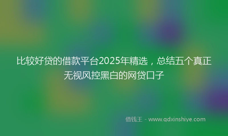 比较好贷的借款平台2025年精选，总结五个真正无视风控黑白的网贷口子