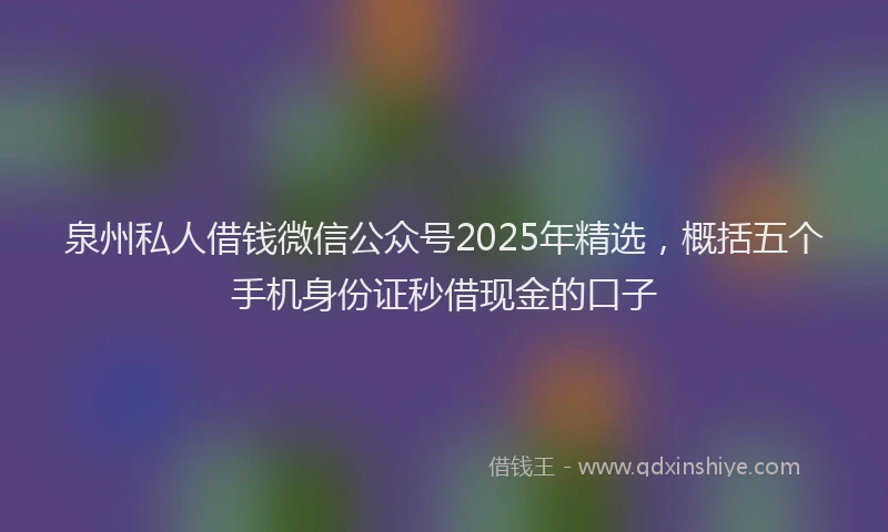 泉州私人借钱微信公众号2025年精选，概括五个手机身份证秒借现金的口子