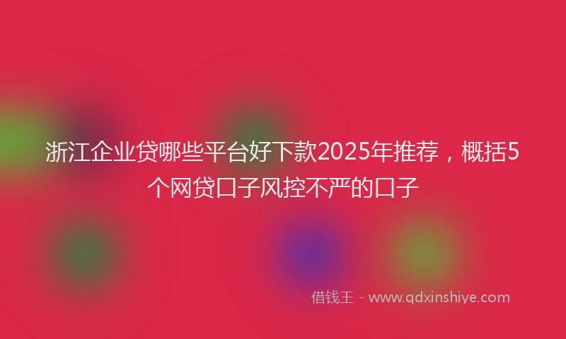浙江企业贷哪些平台好下款2025年推荐，概括5个网贷口子风控不严的口子
