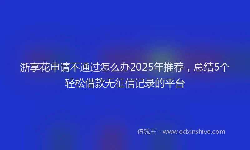 浙享花申请不通过怎么办2025年推荐，总结5个轻松借款无征信记录的平台