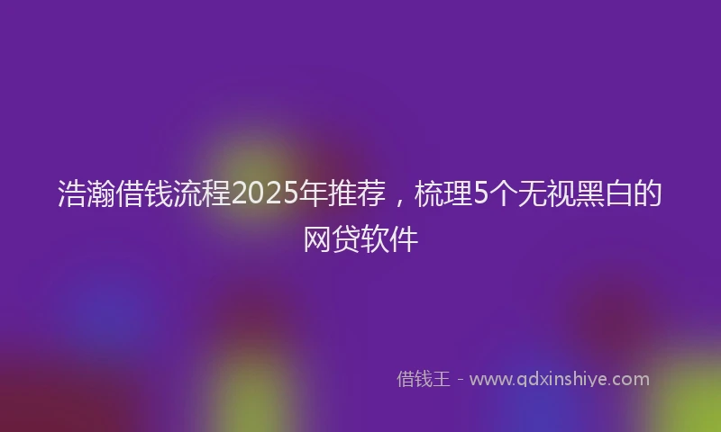 浩瀚借钱流程2025年推荐，梳理5个无视黑白的网贷软件