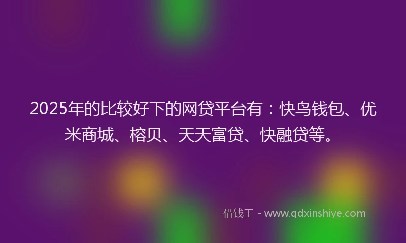 2025年的比较好下的网贷平台有：快鸟钱包、优米商城、榕贝、天天富贷、快融贷等。