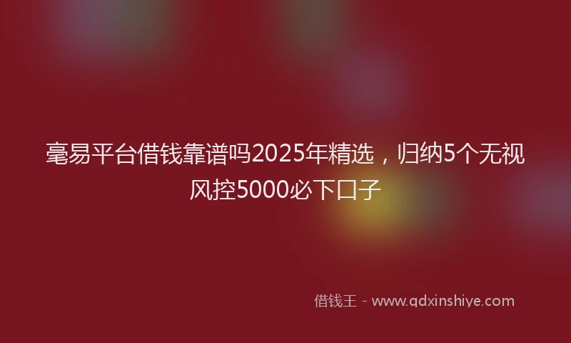 毫易平台借钱靠谱吗2025年精选，归纳5个无视风控5000必下口子