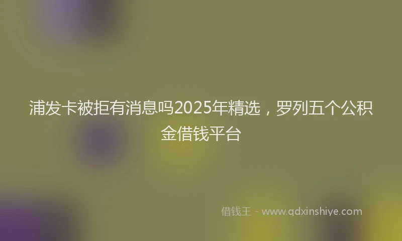 浦发卡被拒有消息吗2025年精选，罗列五个公积金借钱平台