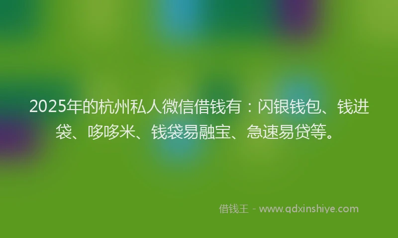 2025年的杭州私人微信借钱有：闪银钱包、钱进袋、哆哆米、钱袋易融宝、急速易贷等。