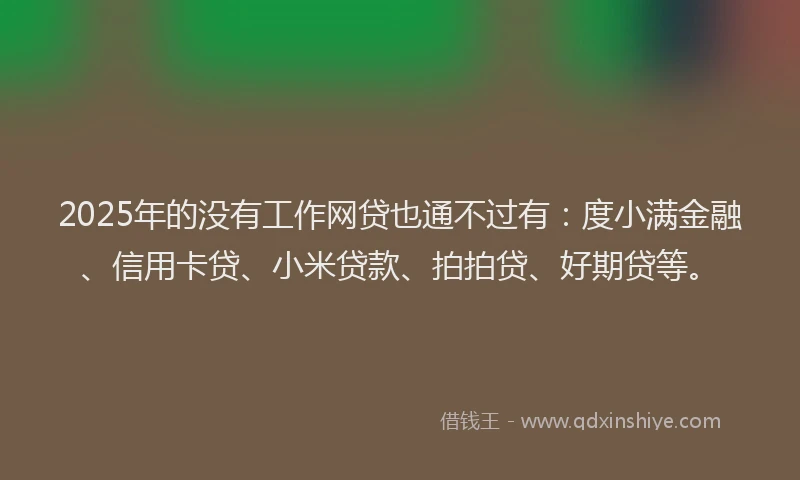 2025年的没有工作网贷也通不过有：度小满金融、信用卡贷、小米贷款、拍拍贷、好期贷等。