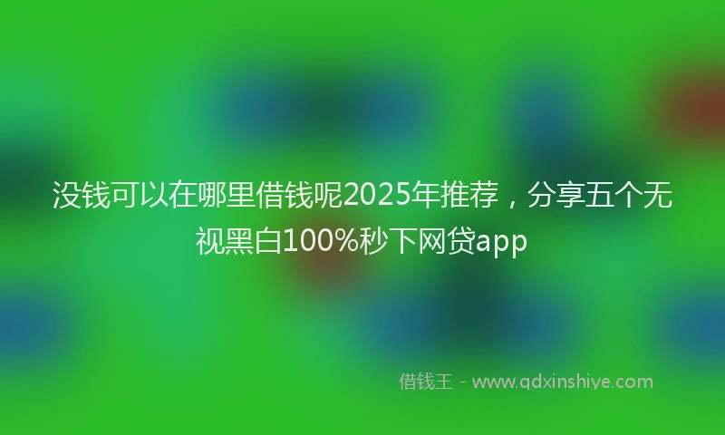 没钱可以在哪里借钱呢2025年推荐，分享五个无视黑白100%秒下网贷app