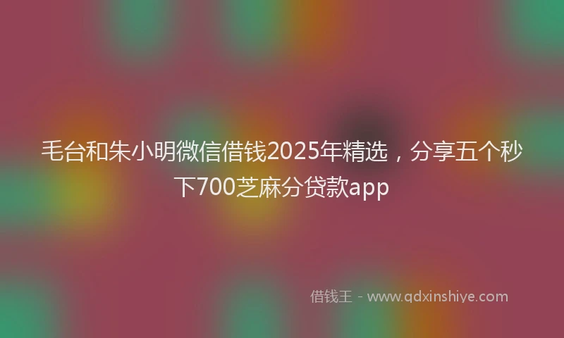 毛台和朱小明微信借钱2025年精选，分享五个秒下700芝麻分贷款app