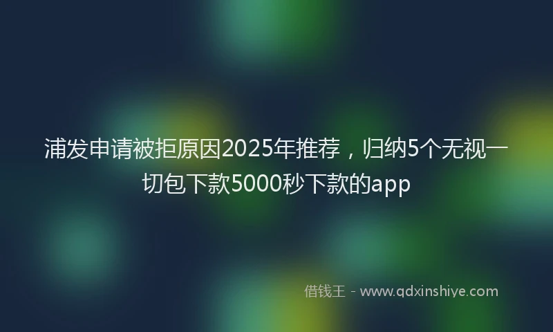 浦发申请被拒原因2025年推荐，归纳5个无视一切包下款5000秒下款的app
