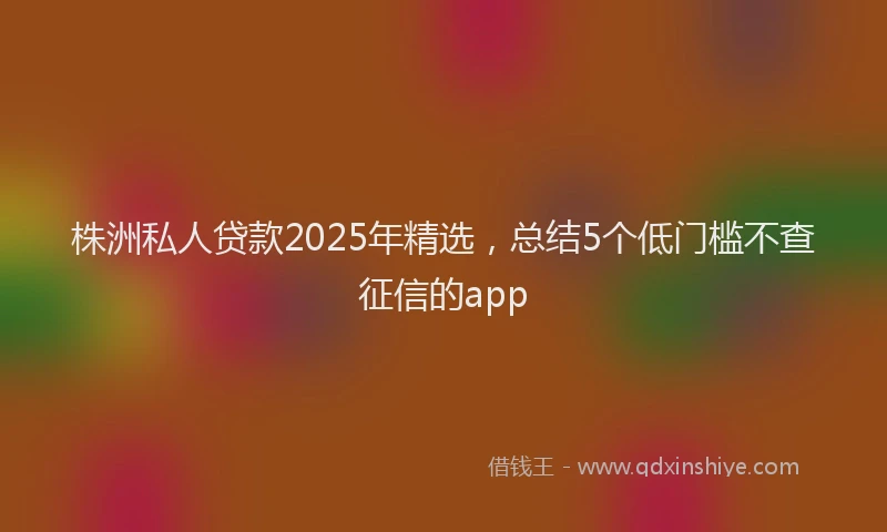 株洲私人贷款2025年精选，总结5个低门槛不查征信的app