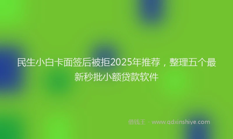 民生小白卡面签后被拒2025年推荐，整理五个最新秒批小额贷款软件